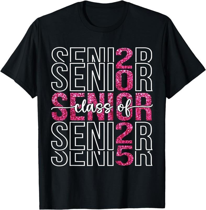 [100% Cotton]Class of 2025 Senior 25 Shirt High School Graduation Party T-Shirt