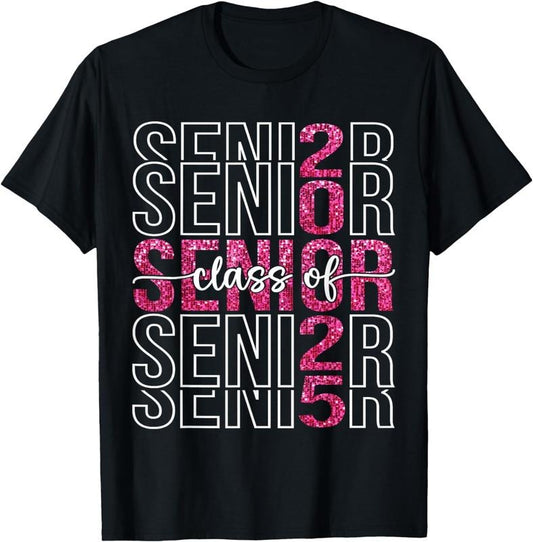 [100% Cotton]Class of 2025 Senior 25 Shirt High School Graduation Party T-Shirt