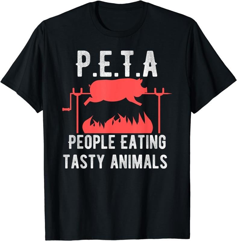 [100% Cotton]Funny P.E.T.A People Eating Tasty Animals BBQ Kids Adults T-Shirt