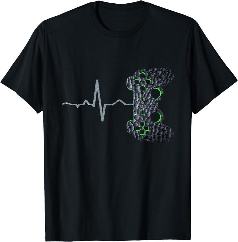 [100% Cotton]Gamer Heartbeat Video Games Gaming Boys Teens Funny Pc Gamer T-Shirt
