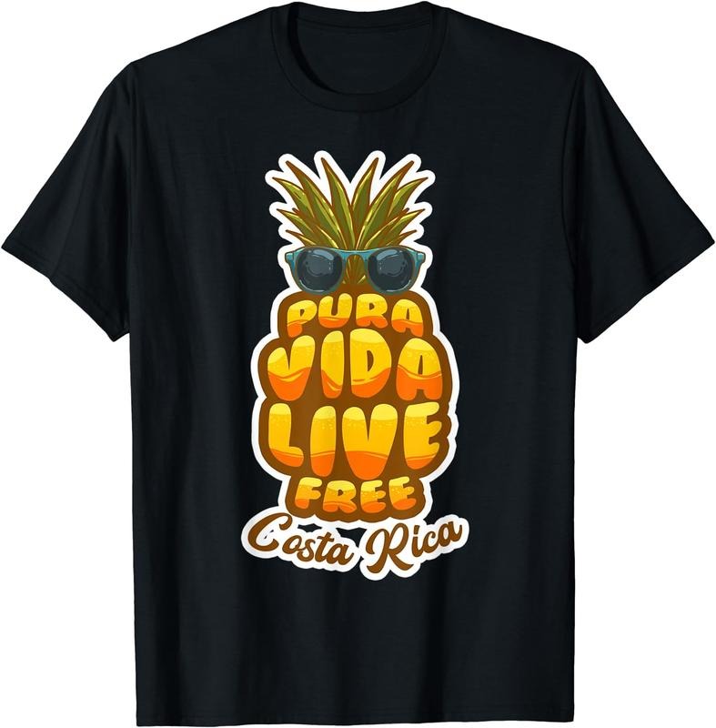 [100% Cotton]Pura Vida Pineapple Retro Simple Pure Life Costa Ricans Gift T-Shirt