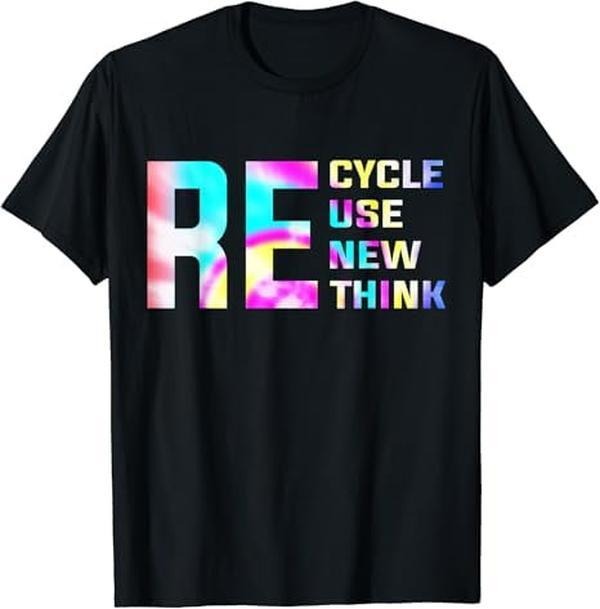[100% Cotton]Re Cycle Use New Think Tie Dye Funny Earth Day Environmental T-Shirt