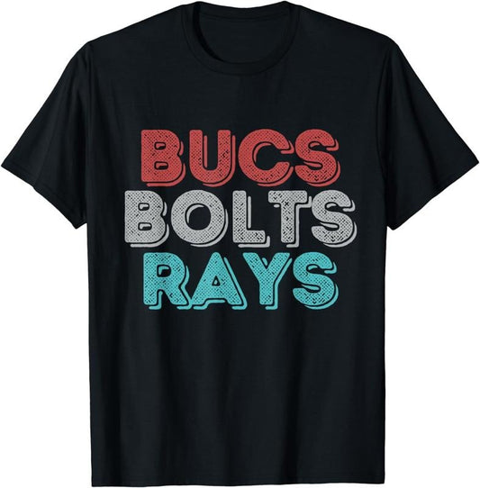 [100% Cotton]Retro Vintage Bucs Bolts Rays T-Shirt