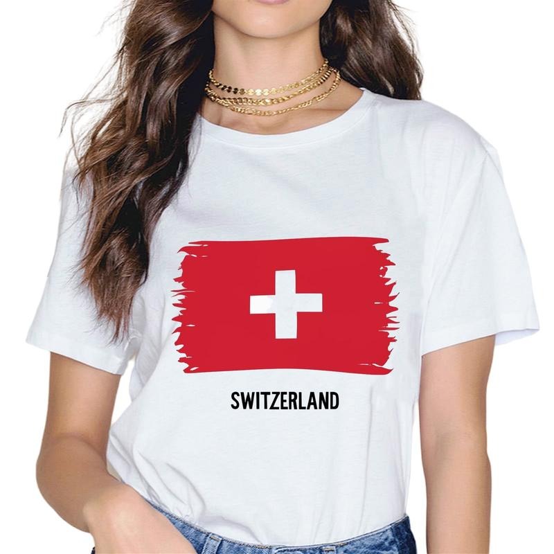 [100% Cotton]Switzerland Swiss Flag T-Shirt