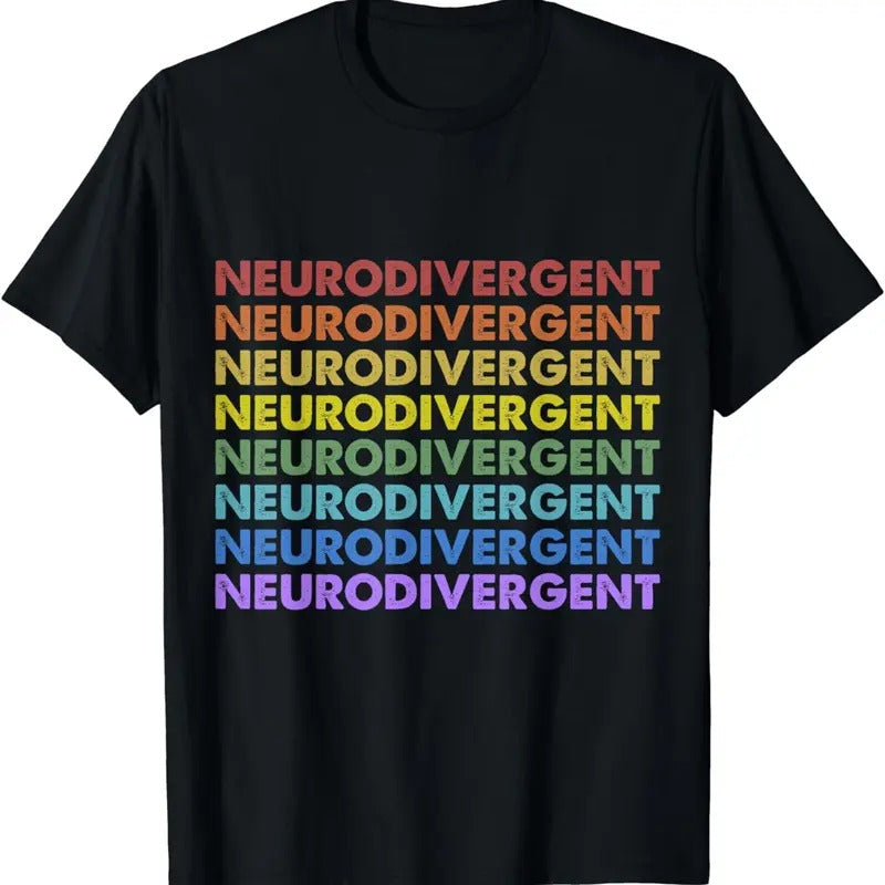 [100% Cotton]Vintage Retro Sunset Neurodivergent Neurodiversity Awareness T-Shirt