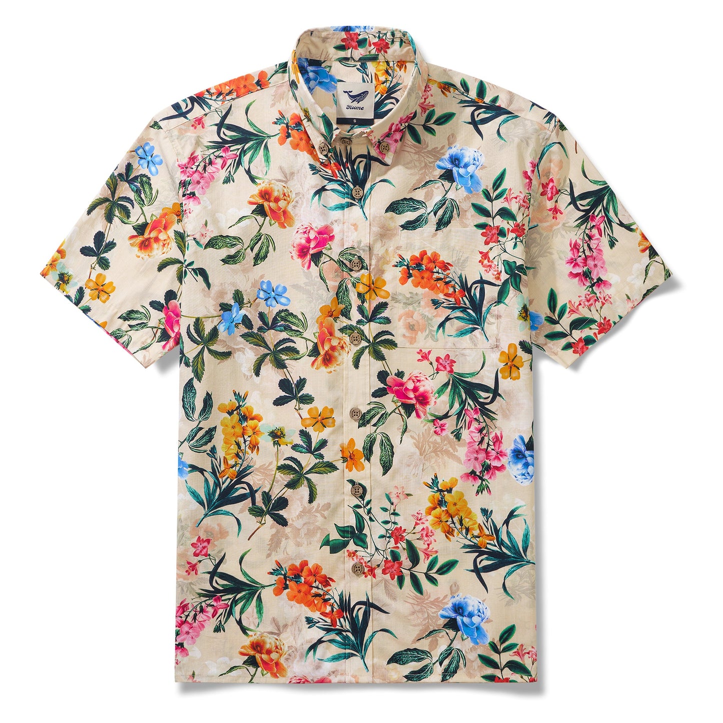 1930s Floral Hawaiian Shirt Mens 100% CottonShort Sleeve Button-down Aloha Shirt Floral Radiance