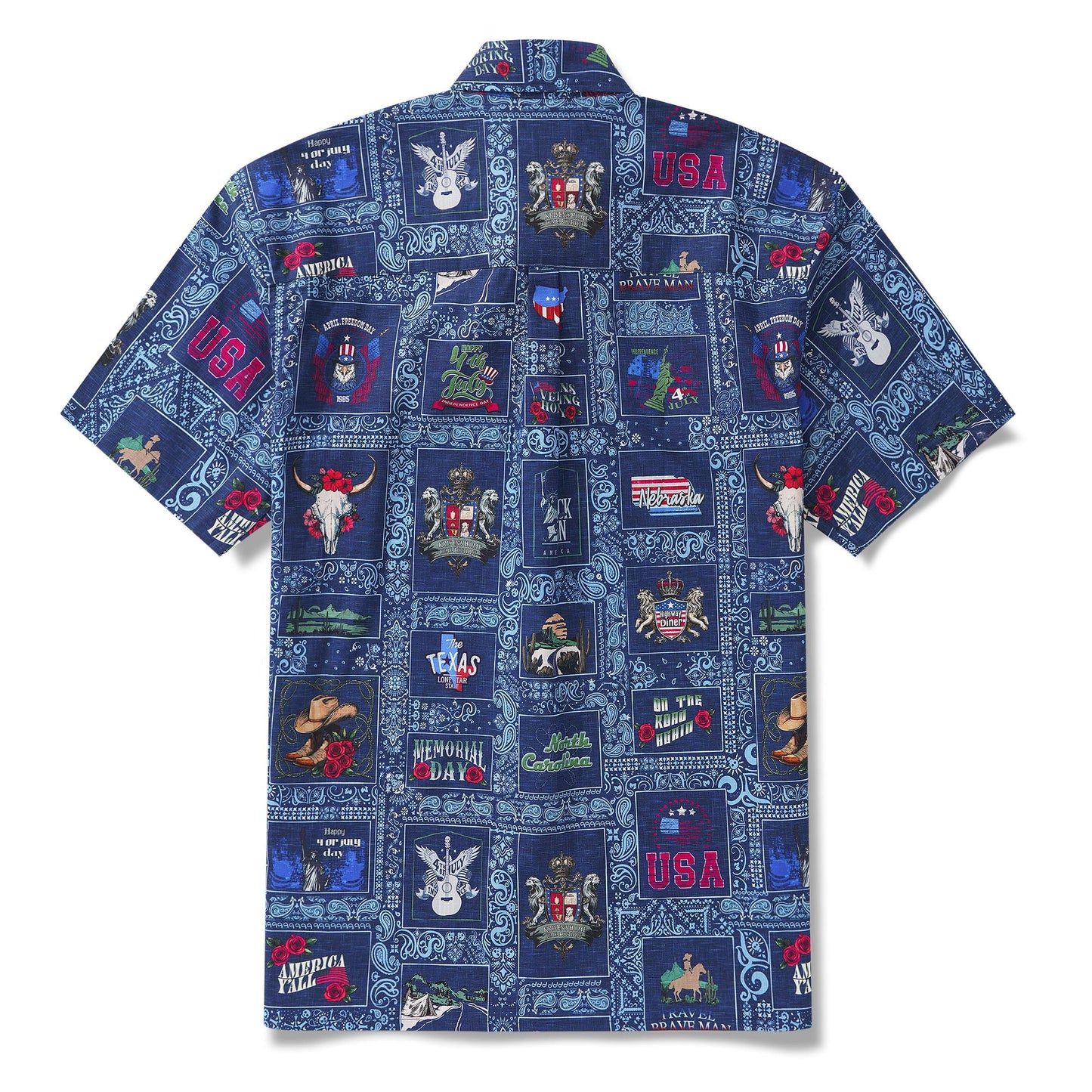 Men's Hawaiian Shirt Short Sleeve Button-down 100% Cotton White Aloha American Style