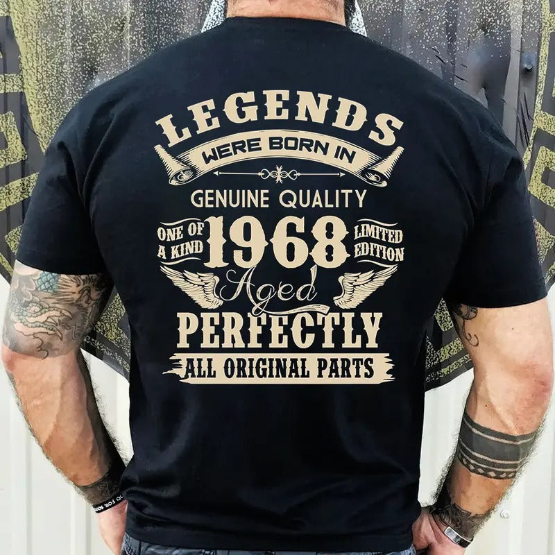 1968 Vintage Birthday Gift Shirt for Men - Legends Were Born in '68 - Dad's 56th Birthday Gift Cotton Fabric