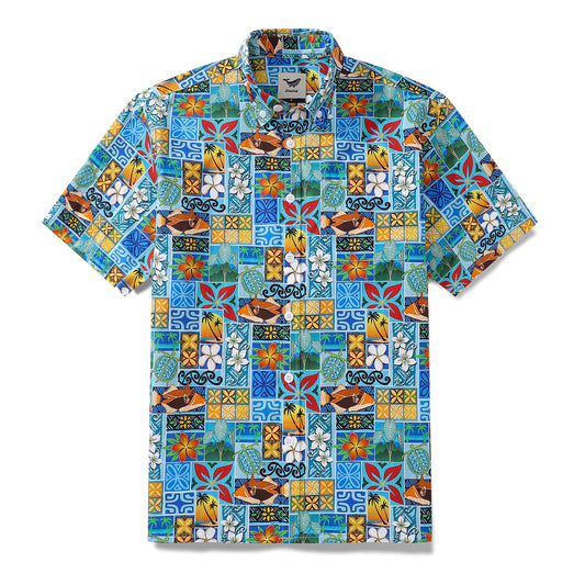 Men's Hawaiian Shirt Vintage Cotton Button-down Short Sleeve Aloha Shirt New Hawaiian Motif By Madtropic