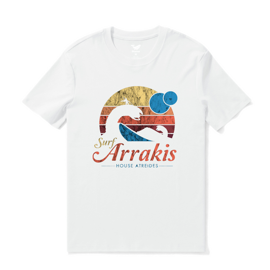 Hawaiian Tee For Men Vintage Distressed Surf Tee Crew Neck 100% Cotton - WHITE Vintage Distressed Surf -white