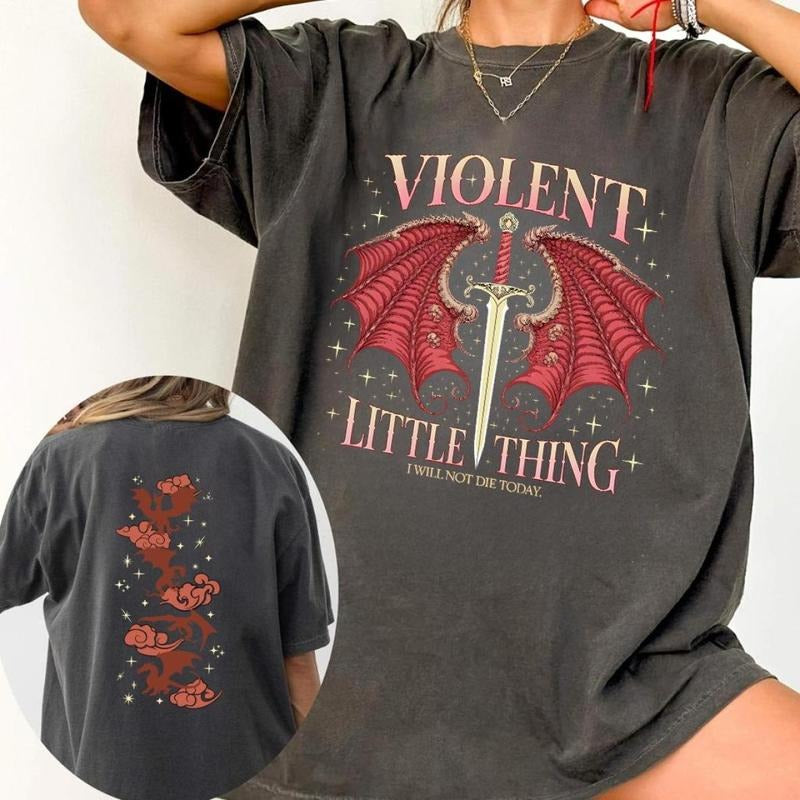 2 Sided, Fourth Wing Fan T-Shirt, Violet Sorrengail Shirts, Violent Little Thing Shirt, Xaden Riorson Shirt, Dragon Rider