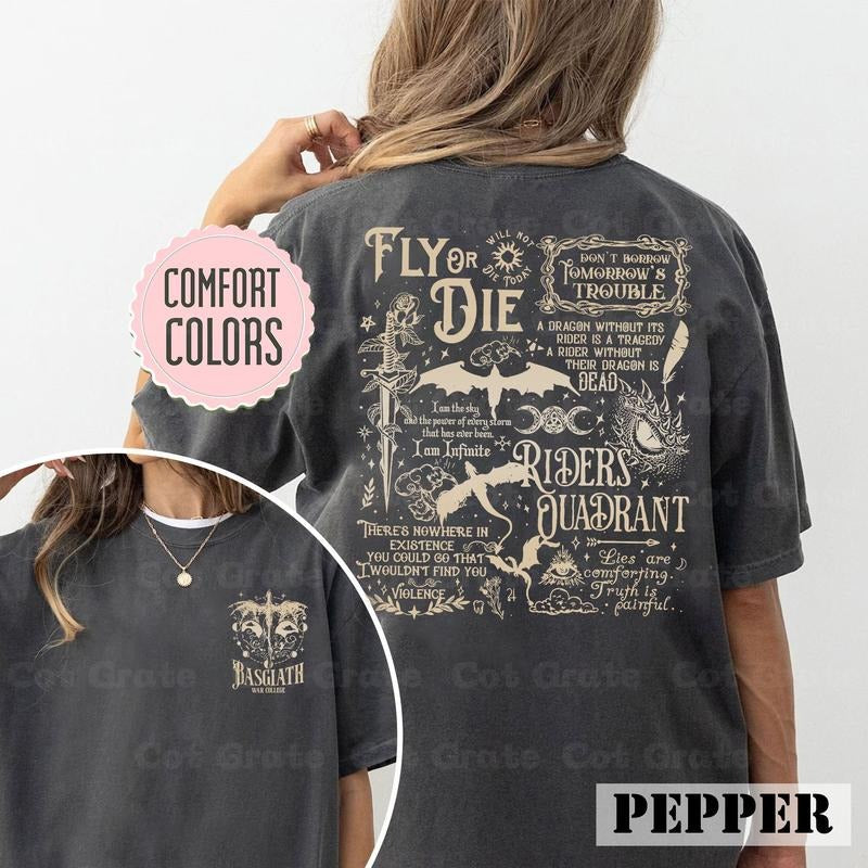 2 Slide Design, Basgiath War College Fourth Wing T-Shirt - Wing Leader Tee, Readers Are Leaders T-Shirt, Iron Flame Design, Perfect for Book Lovers & Readers