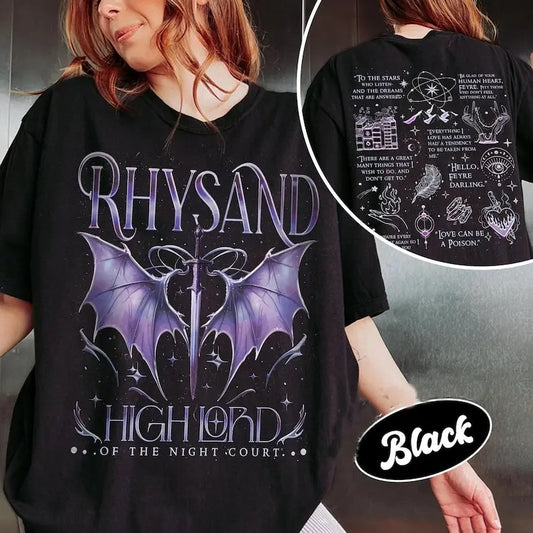 2 Slide Design, The Bat Boys Rhysand  Shirt, Rhysand Acotar TShirt, Rhysand Shirt, Acotar The Night Court Illyrians Rhysand Cassian Azriel Casual