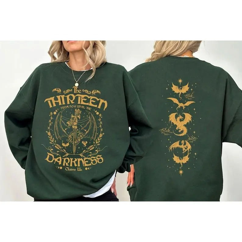 2 Slide Design, The Thirteen Throne of Glass Sweatshirt, From Now Until the Darkness Claims Us Shirt, Tog Bookish Gift, Novel Quote Shirt, Bookworm Gift
