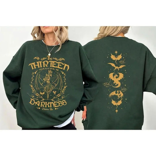 2 Slide Design, The Thirteen Throne of Glass Sweatshirt, From Now Until the Darkness Claims Us Shirt, Tog Bookish Gift, Novel Quote Shirt, Bookworm Gift