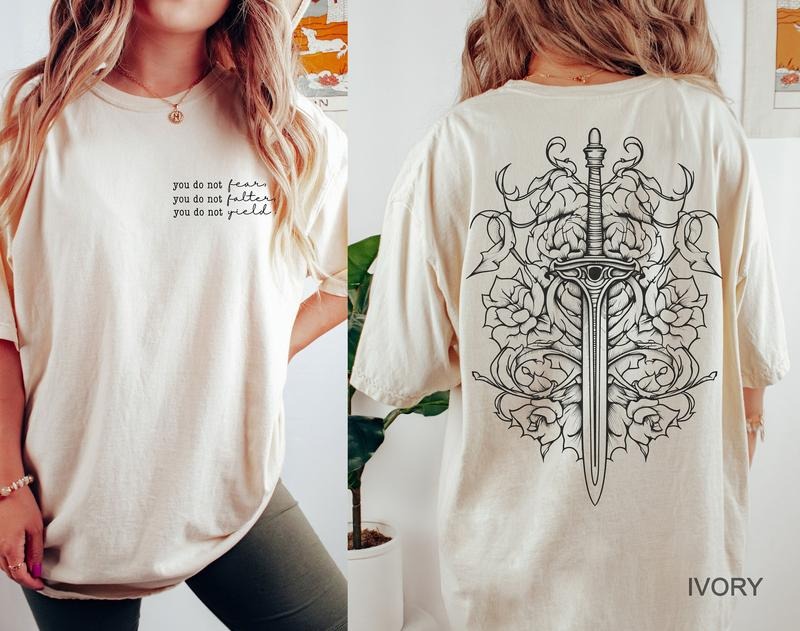 2 Slide Design, Two sided You do not yield t-shirt, SJM quotes t-shirt, SJM merch, A Court of Thorns and Roses t-shirt, SJM tee, Throne of Glass