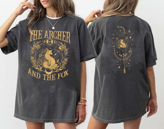 2 Slide Design, Vintage The Archer And The Fox Shirt. Ballad Of The Archer And The Fox Shirt. Bookish T-Shirt. Fantasy Reader Shirt. Once Upon A Broken Heart