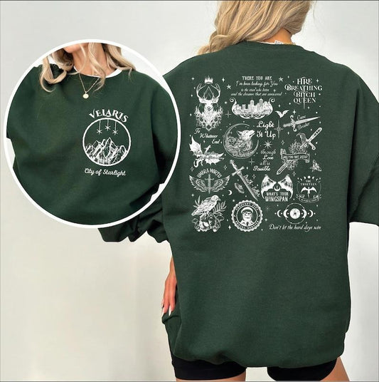 2 Slide, Velaris City of Starlight Sweater, Fireheart Terrasen Sweatshirt, Throne of Glass Acotar Sweatshirt, Crescent City Merch, Manon Blackbeak