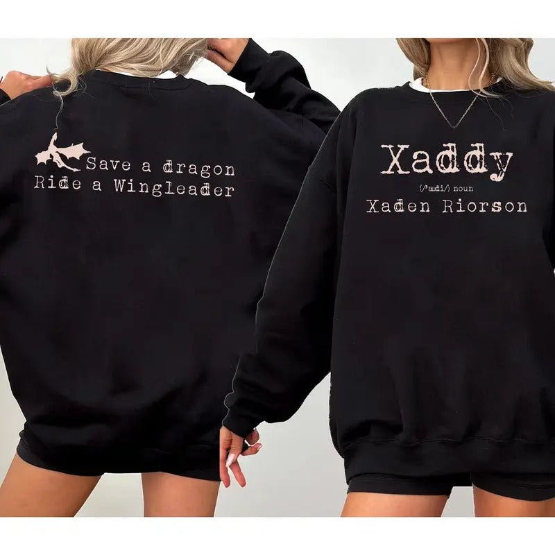 2 Slide, Xaddy Tee, Xaddy Sweatshirt, Hoodie Xaden Riorson, Xaden Fourth Wing Shirts, Fourth Wing Merch, Iron Flame Sweatshirts, Rebecca Yarros Apparel