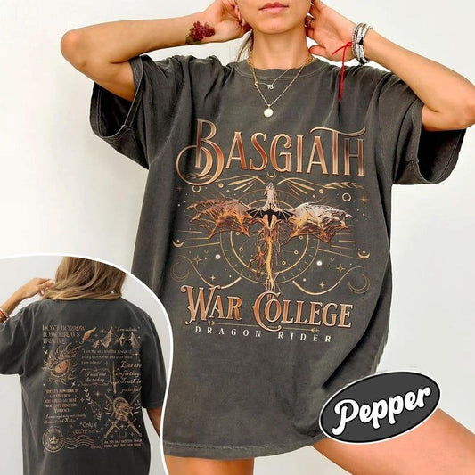 2 Slides, Basgiath War College  Shirt, Fourth Wing  Shirt, Xaden Riorson Fan, Dragon Rider Merch, Rebecca Yarros Cotton Womenswear