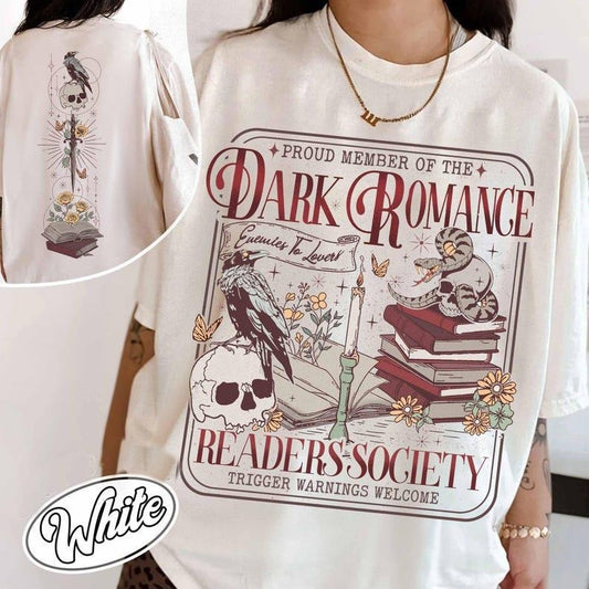 2 Slides, Dark Romance Book Club Shirt, Good Girls Read Dark Romance Shirt, Dark Romance Social Club, Book Lover Basic Witch Gift Cotton Cotton
