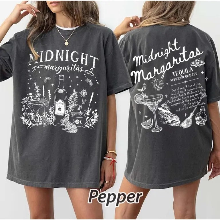 2 Slides, Midnight Margaritas Practical Magic Halloween shirt, Witchy Tee, Midnight Margarita, Drinking Witch Shirt, Halloween Shirt