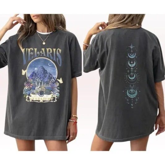 2 Slides, Velaris t-Shirt, ACOTAR shirt, acotar Merch, Night Court Shirt, City Of Starlight, Sarah J Mass House of Wind, Prythian, A Court Of Thorns Womenswear Shortsleeve Crewneck Cotton Casual Top Fit