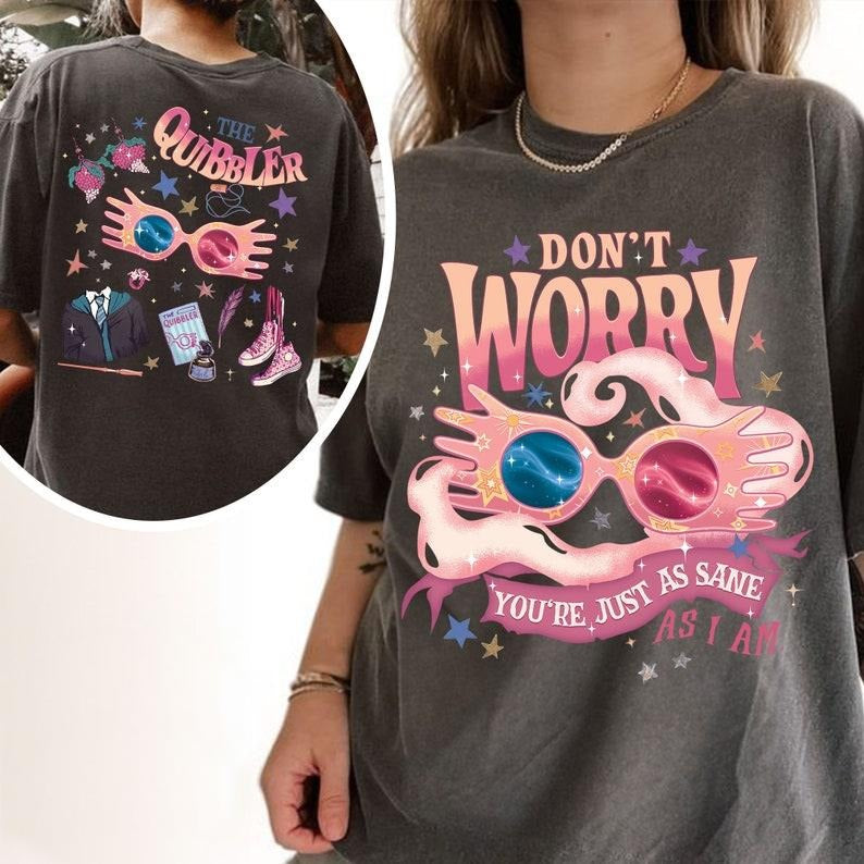 2 Slides, Wizard School Fandom Crewneck Shirt,Wizard School House Tee, The Quibbler Shirt, Just As Sane As I Am, Gift For Friends, Bookish Shirt