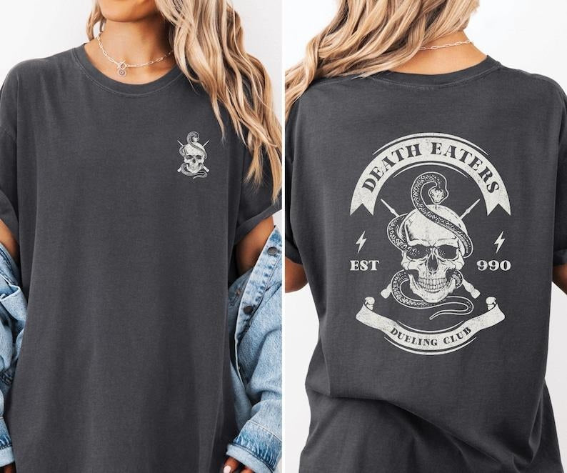 2 Slides,Potter Shirt, Death Eater Shirt, Malfoy Shirt, Bellatrix Shirt, Voldemort Shirt, Universal Shirt, Unisex Shirts, Dark Arts, Theme Park Shirt Cotton Crewneck Casual