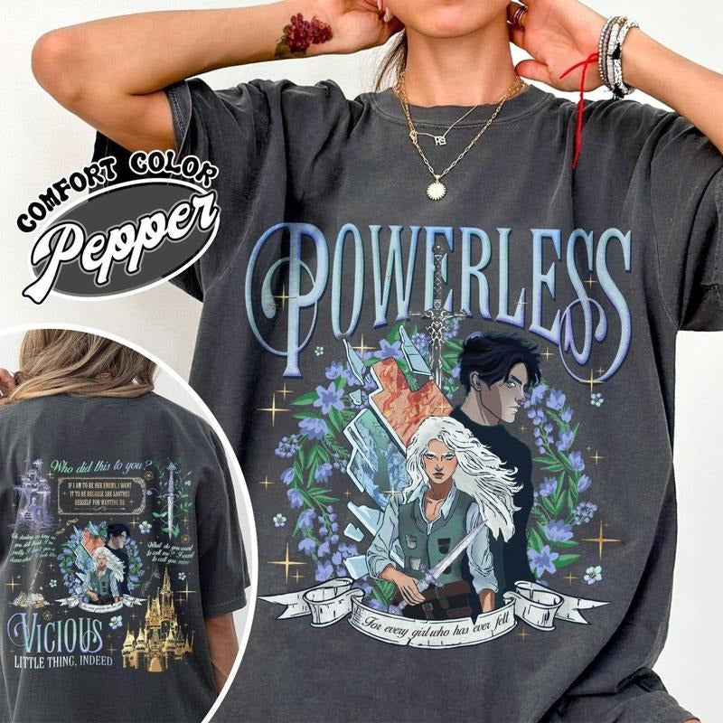 2 side, Kai Azer Powerless Shirt, Powerless Book Merch, Powerless Shirt, Powerless Bookish Shirt,Kai Azer Shirt, Booktok Fabric Fitted