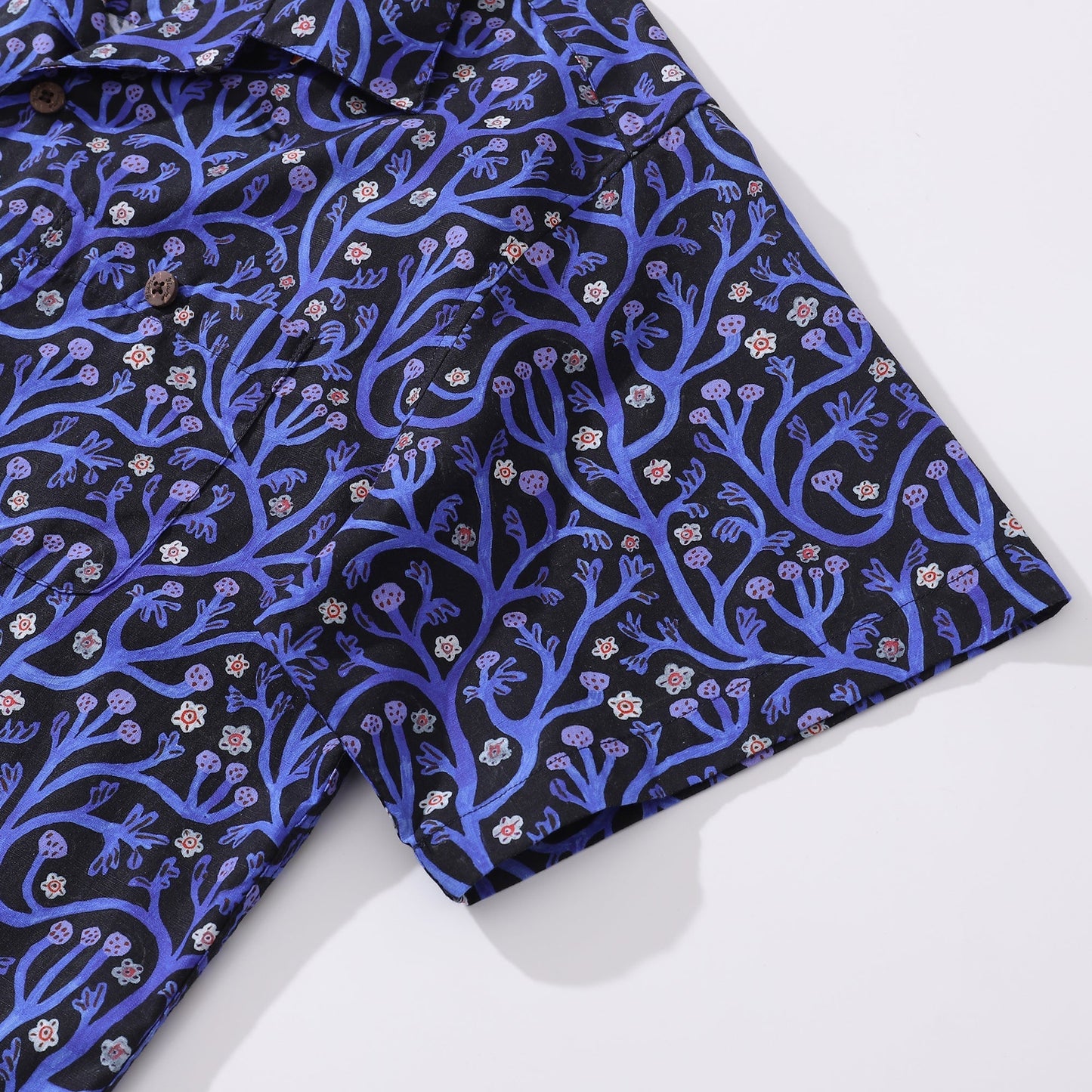 1960s Vintage Hawaiian Shirt For Men 100% Cotton Camp Collar Shirt Midnight Garden Shirt