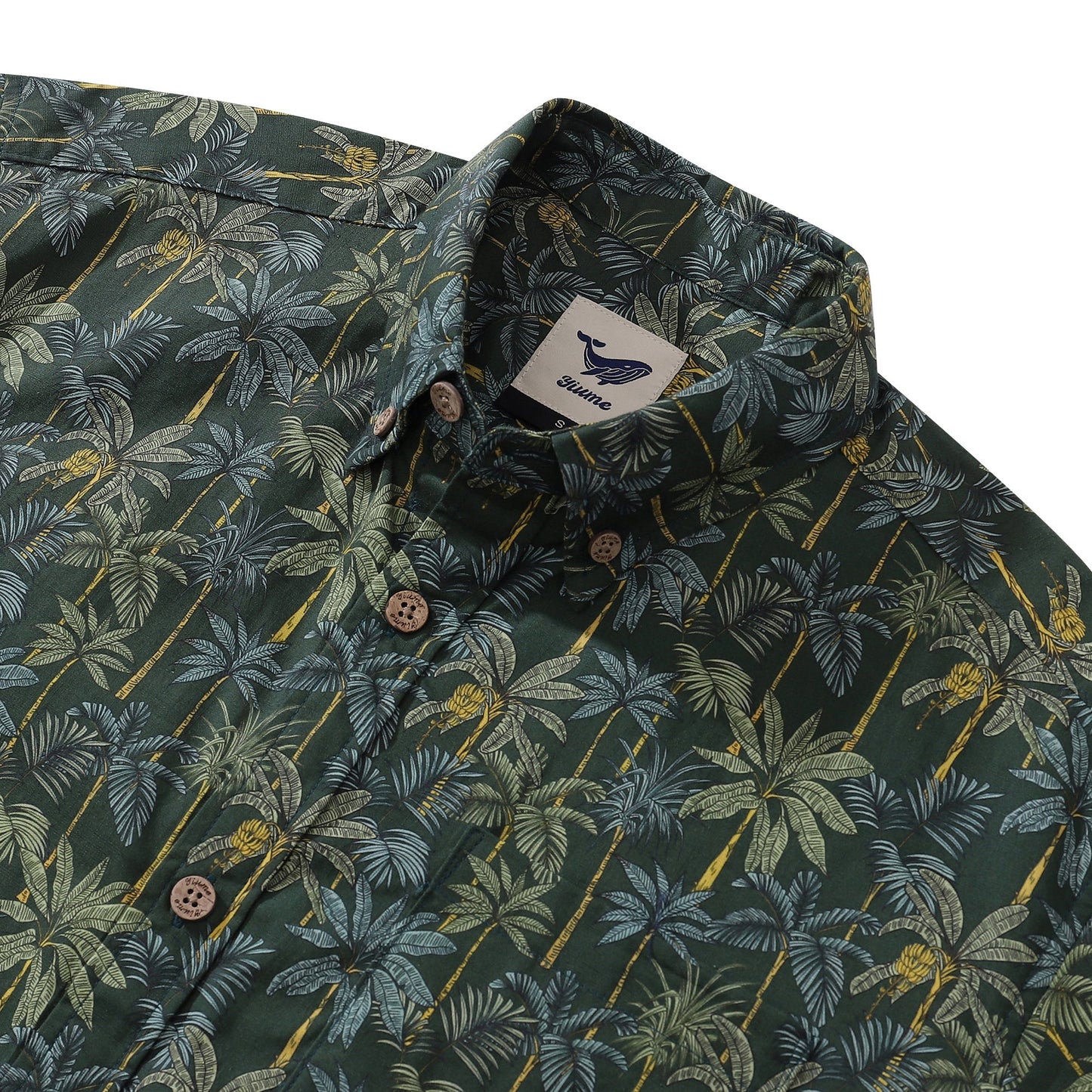 1950s Tropical Hawaiian Shirt For Men Rainforest Print Cotton Button Down Short Sleeve Shirt Tropical Rainforest
