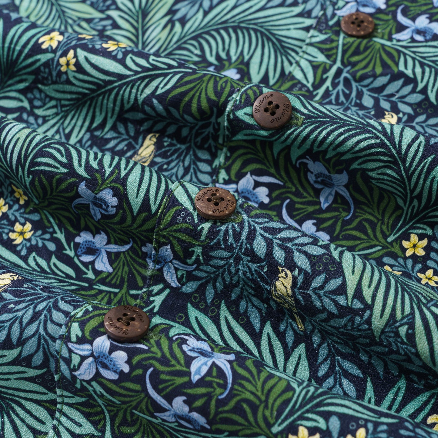 100% Silk Hawaiian Shirt For Men Foreat Mist Shirt Camp Collar - Silk Forest Mist (silk)