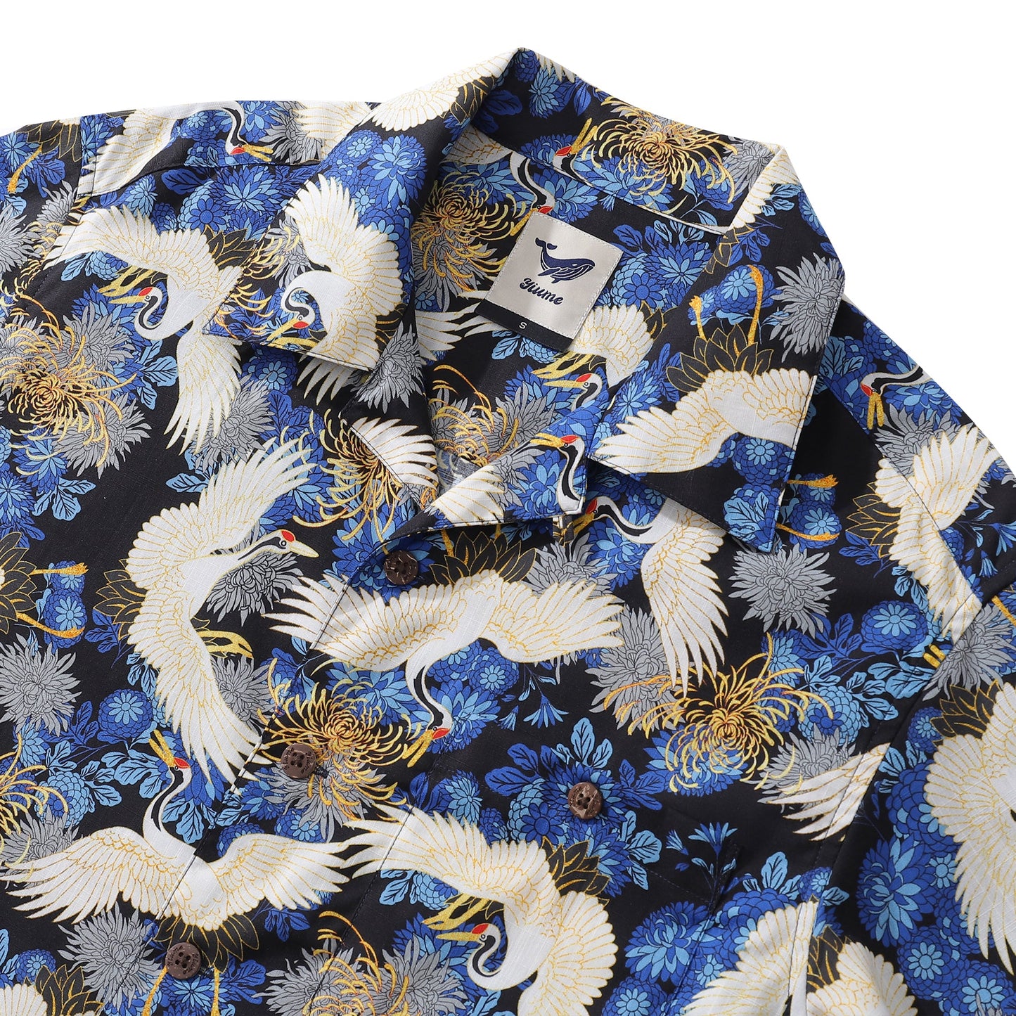 100% Cotton Hawaiian Shirt For Men Crane Camp Collar Shirt Celestial Harmony