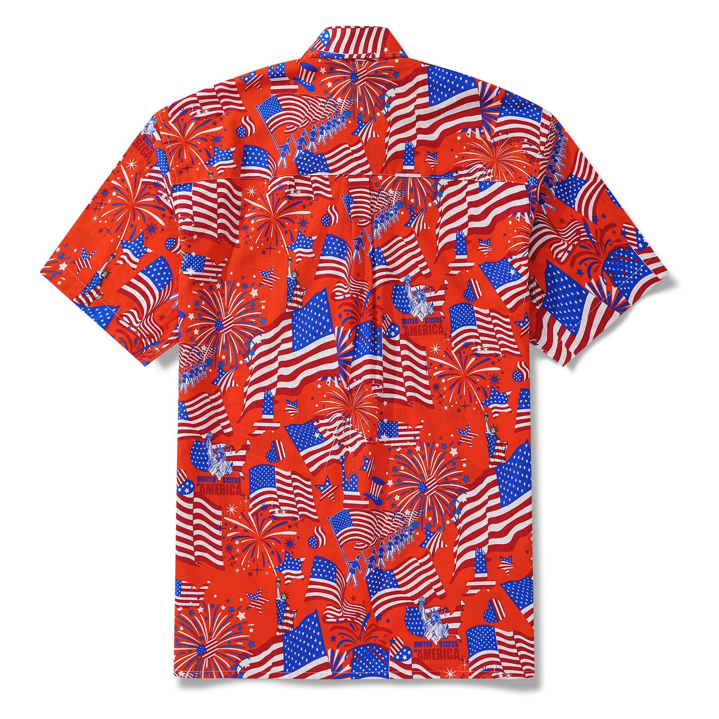 Men's Hawaiian Shirt Short Sleeve Button-down 100% Cotton White Aloha American Celebration