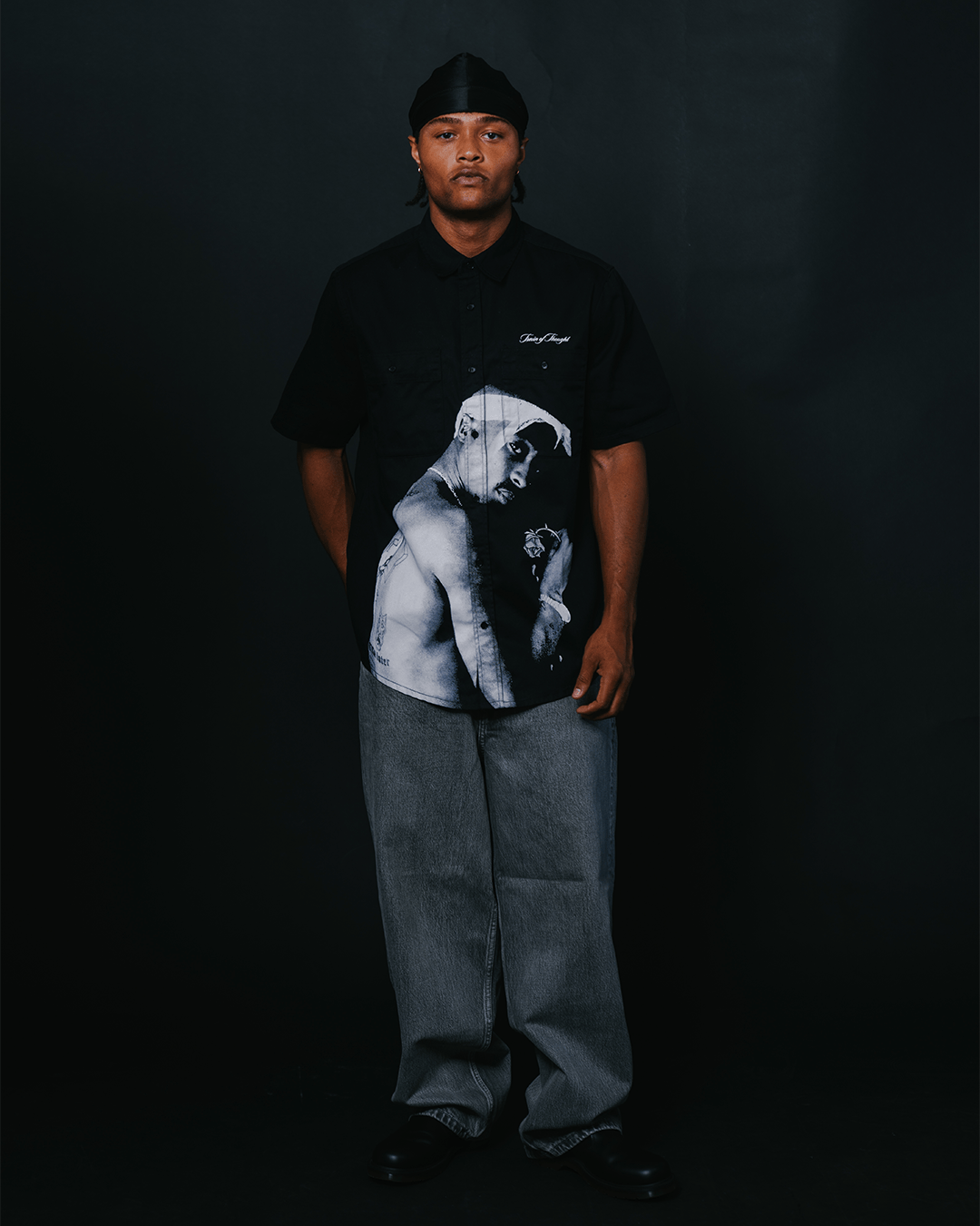2PAC Dead Rose Black Work Shirt