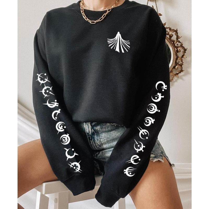 3 Slide,Mistborn crewneck,mistborn cloak,vin elend,kelsier,sazed spook,metal feruchemy symbols,bookish shirt, gift for geeks,Unisex crewneck