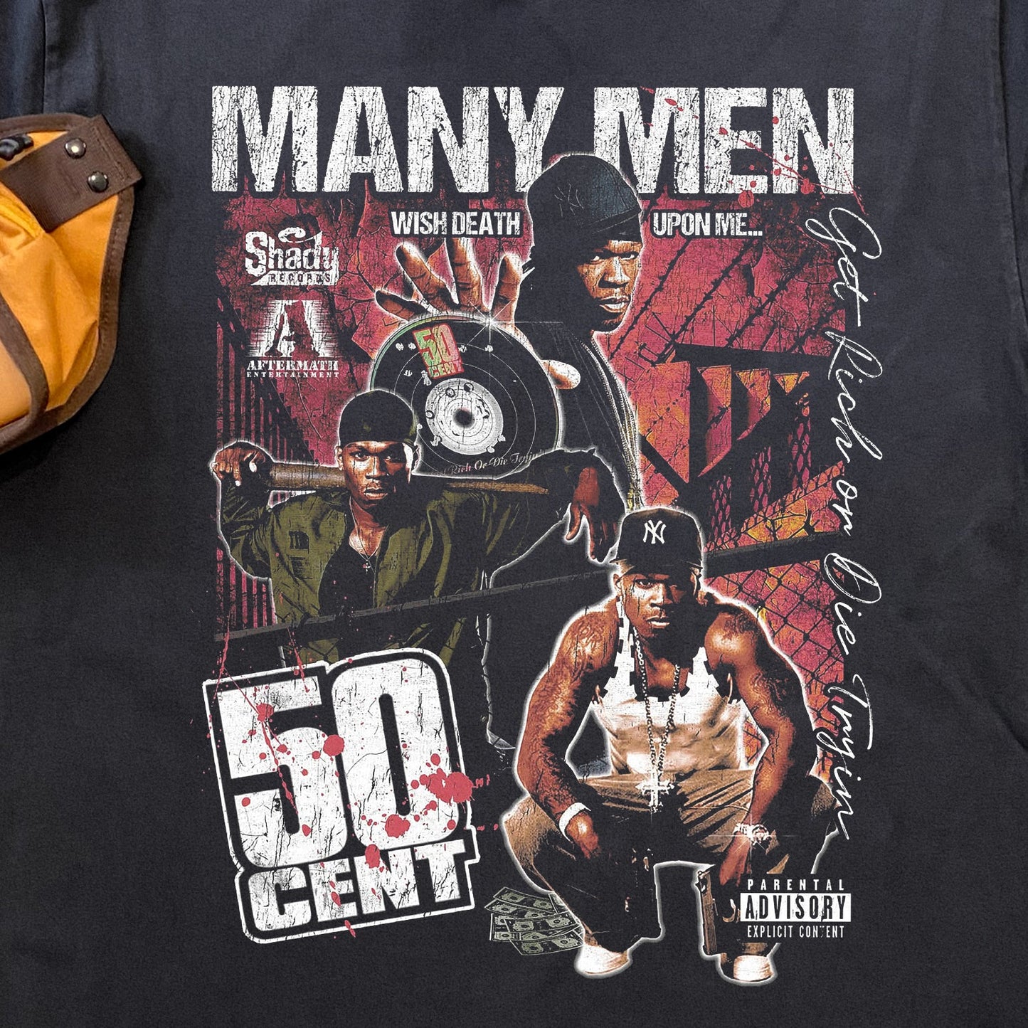 50 CENT 'MANY MEN' HEAVYWEIGHT BLACK T-SHIRT
