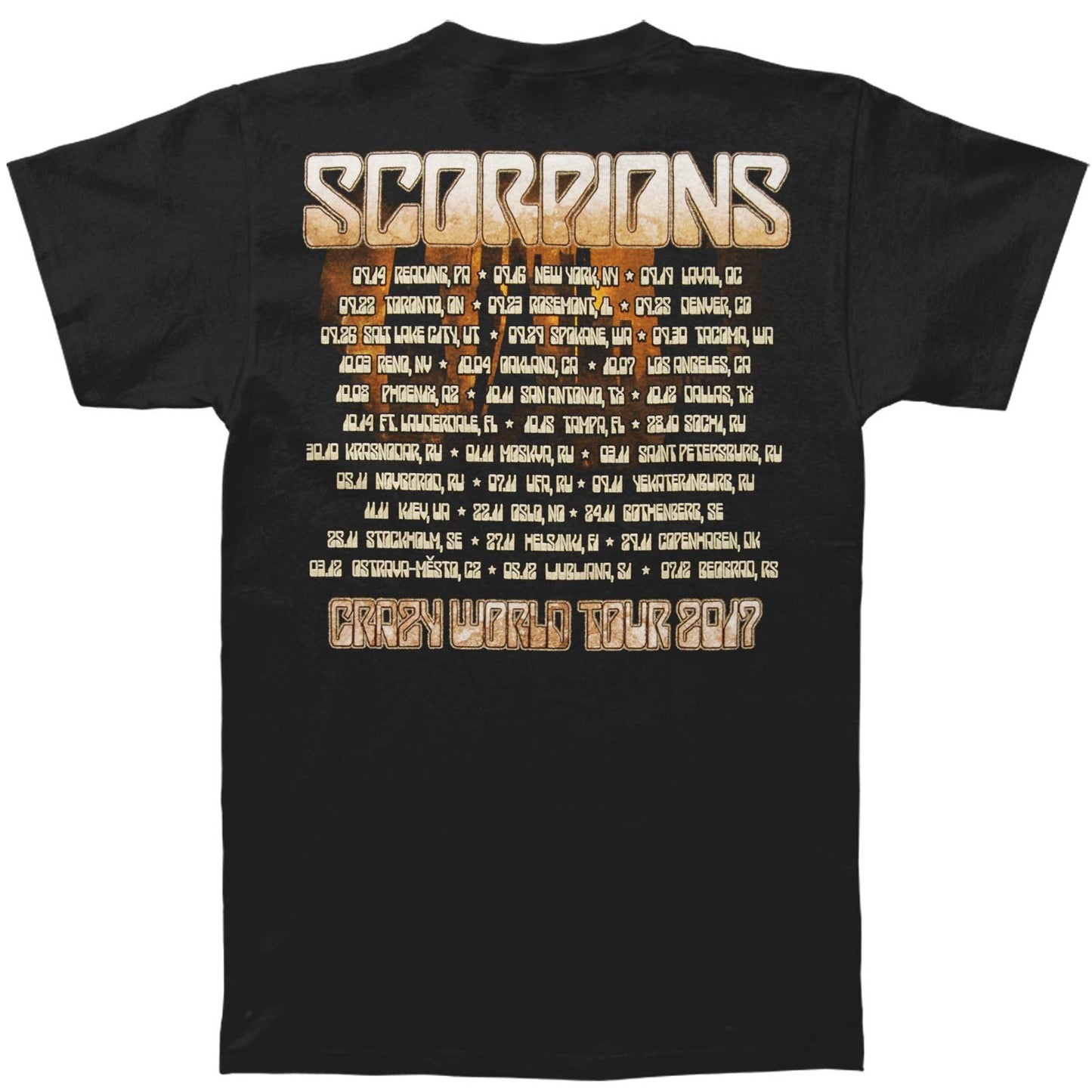 Crazy World Tour 2017 City Info Reading PA - Beograd Croatia T-shirt