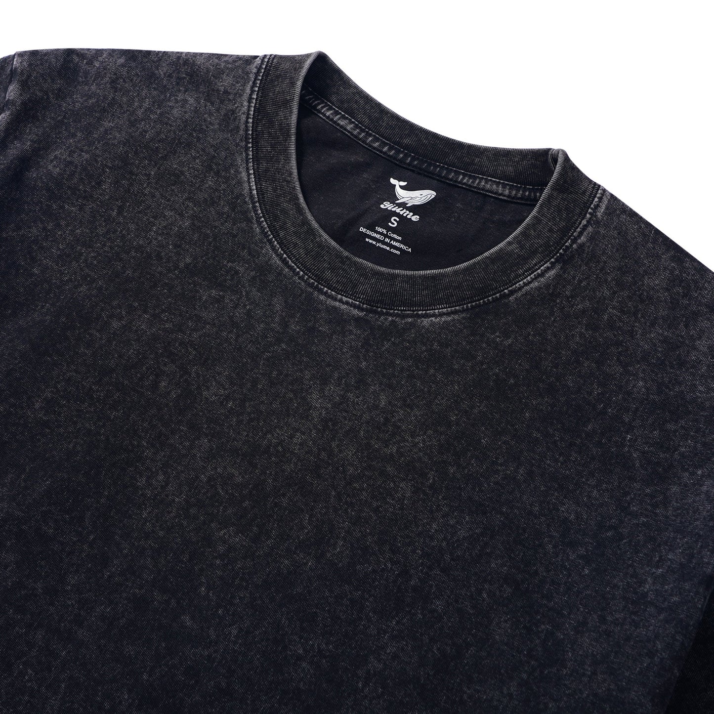 Hawaiian Tee For Men Crew Neck 100% Cotton Vintage Washed T-Shirt - Black