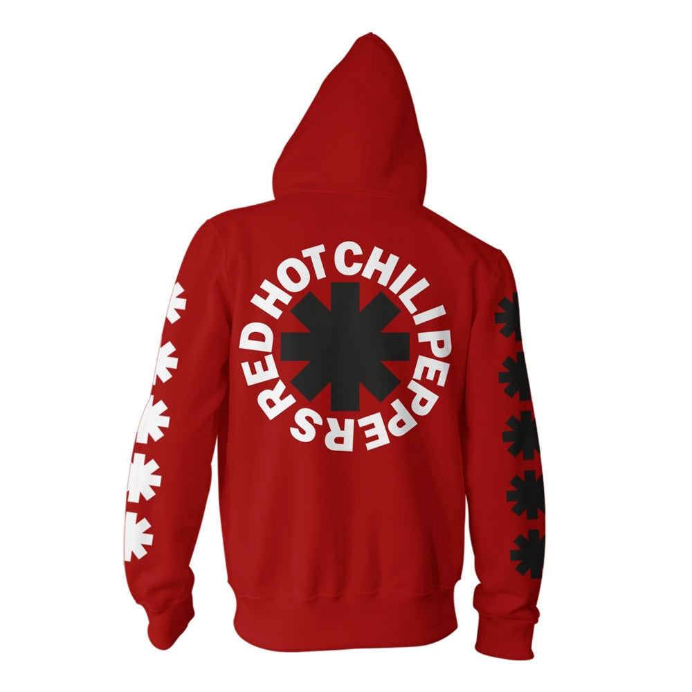 Classic B&w Asterisk (red) Hooded Sweatshirt