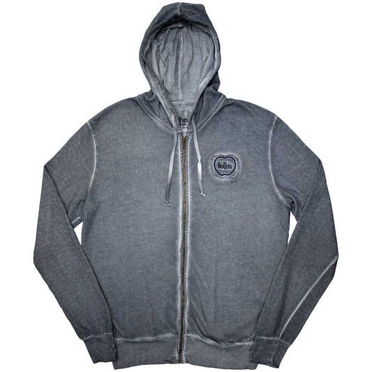 Apple Logo Stone Wash Zippered Hooded Sweatshirt Style001