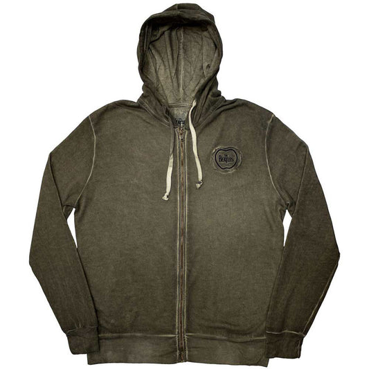 Apple Logo Stone Wash Zippered Hooded Sweatshirt Style002
