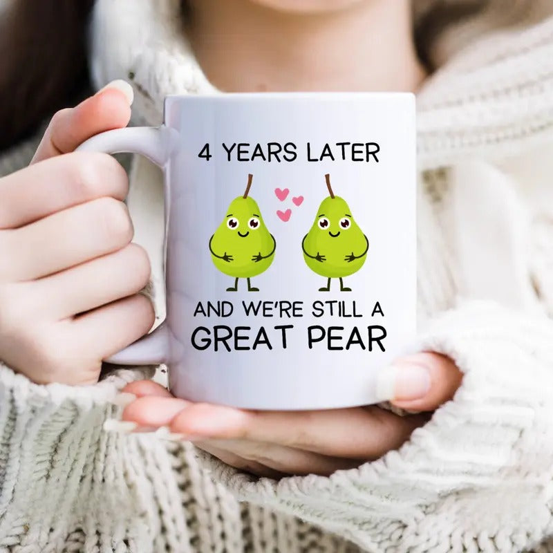 4th Anniversary Gift for Him or Her - Perfect 4 Year Wedding Anniversary Present for Couples mugs ceramic coffee