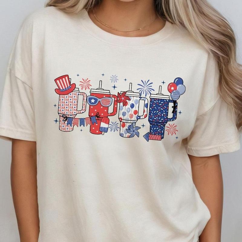 4th Of July T-shirt, Obsessive Cup Disorder 4th of July, Retro America Shirt, USA Flag T-shirt, Independence Day, Gift For 4th Of July, Tumbler USA Shirt, Women's Tops, Fourth Of July Tee, Shirt For Women