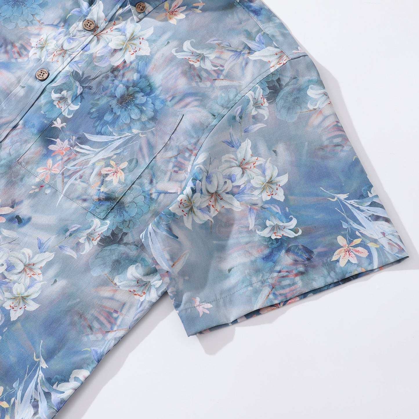 1950s Hawaiian Shirt For Men Floral Button-down Shirt Short Sleeve 100% Cotton Shirt Floral Whispers In The Mist