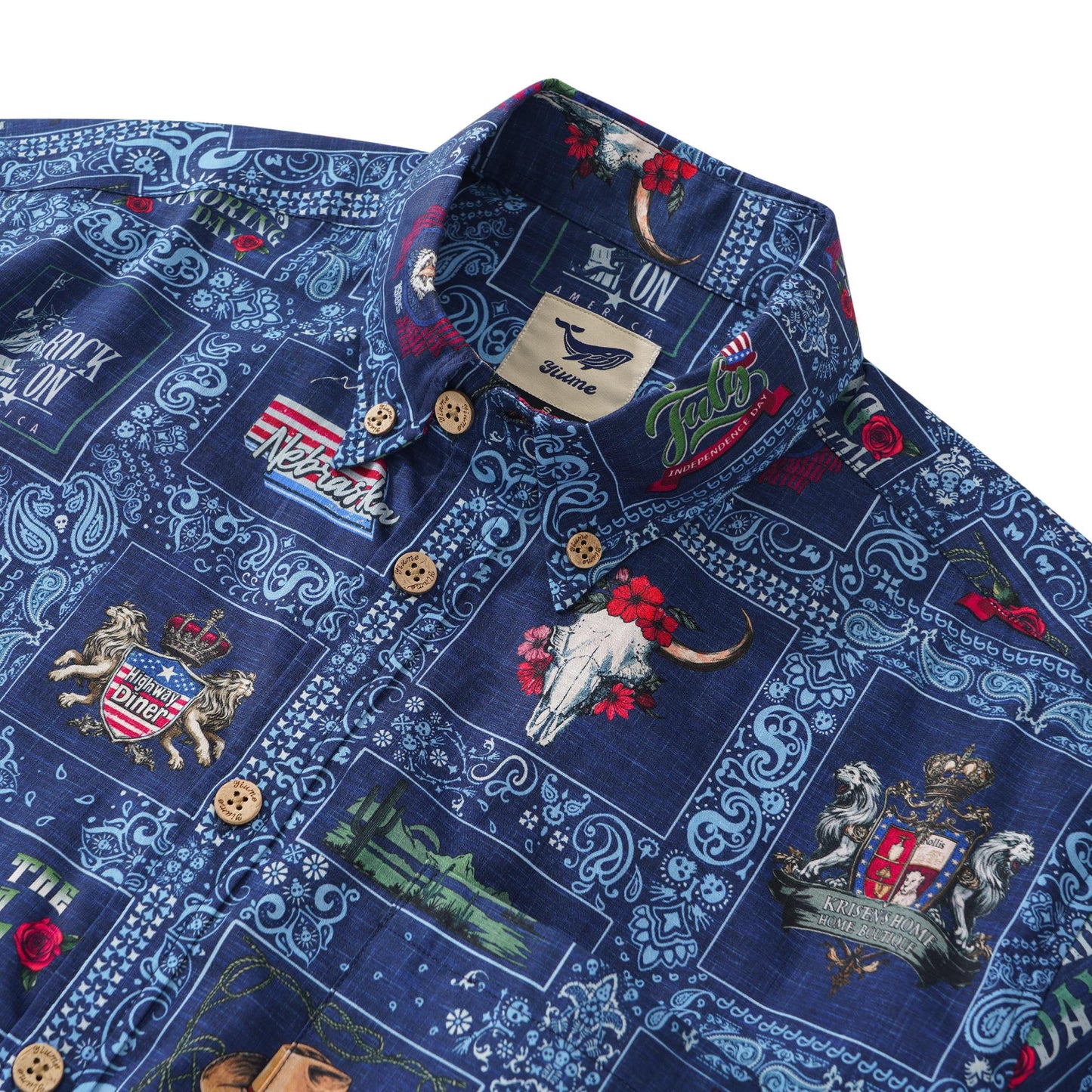 Men's Hawaiian Shirt Short Sleeve Button-down 100% Cotton White Aloha American Style