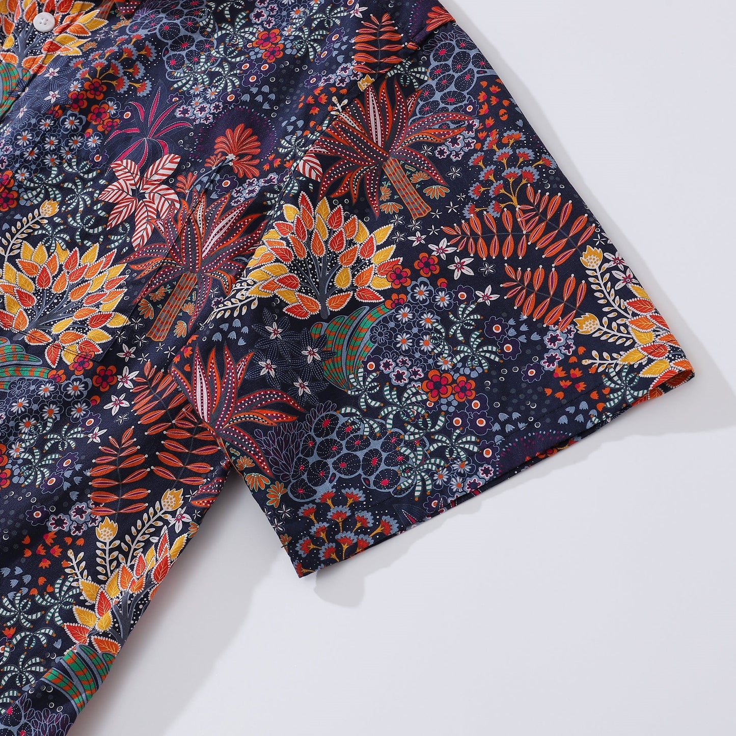 1950s Tropical Hawaiian Shirt For Men Quirky Plants Print Short Sleeve Cotton Aloha Shirt