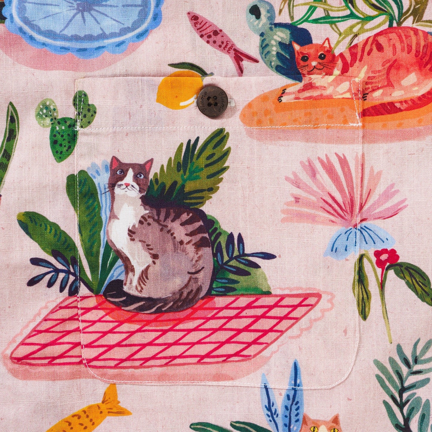 Colorful Hawaiian Shirt For Men Short Sleeve Camp Collar Shirt 100% Cotton Cats on Mats Aloha Shirt Cats On Mats By Sumit Gill