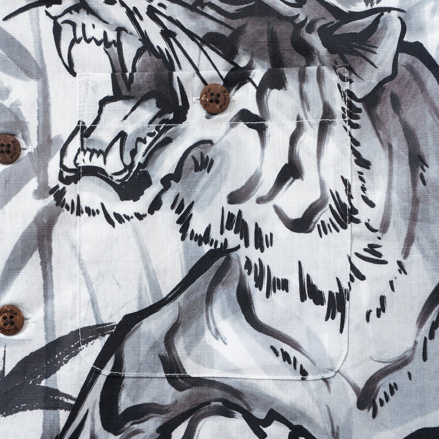 100% Cotton Bamboo Hawaiian Shirt For Men Tiger Camp Collar Shirt Tiger Roaring In The Mountains